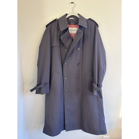 Vintage Oleg Cassini Weather Ready Trench Coat Belt Removable Fur Lining 42R - Picture 2 of 9